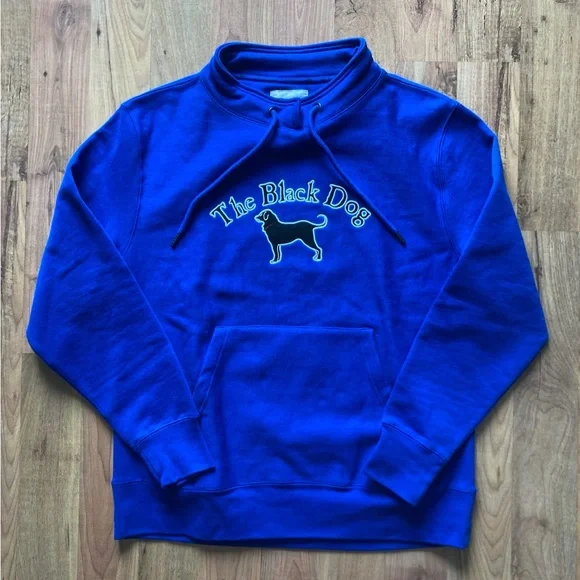 The Black Dog Mock Neck Royal Blue Pullover Heavy Sweatshirt Mens Medium Pockets - Picture 1 of 10